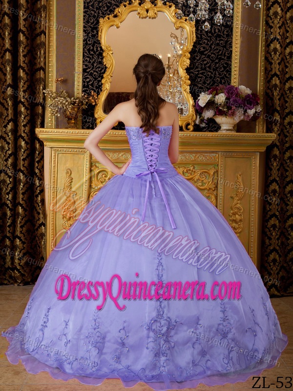 Lilac Organza Long Classical Sweet Sixteen Quinceanera Dress under 250