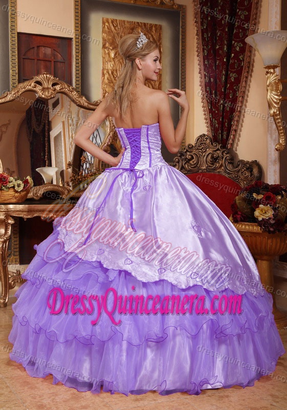 Classical Sweetheart Floor-length Taffeta Sweet Sixteen Dress in Purple