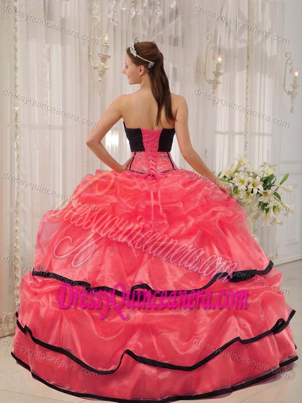 Memorable Beaded Satin and Organza Sweet 15 Dresses in Red and Black