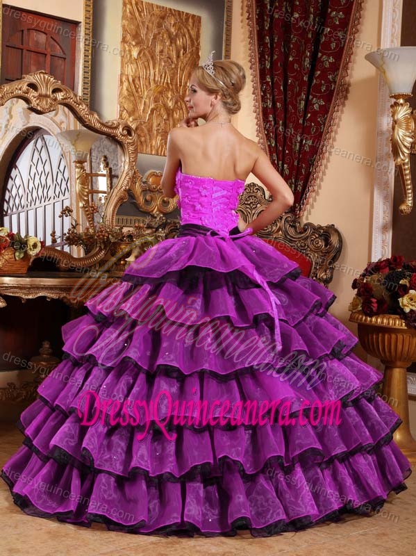 2013 Sweet Floor-length Lace-up Organza Quinces Dresses in Multi-color