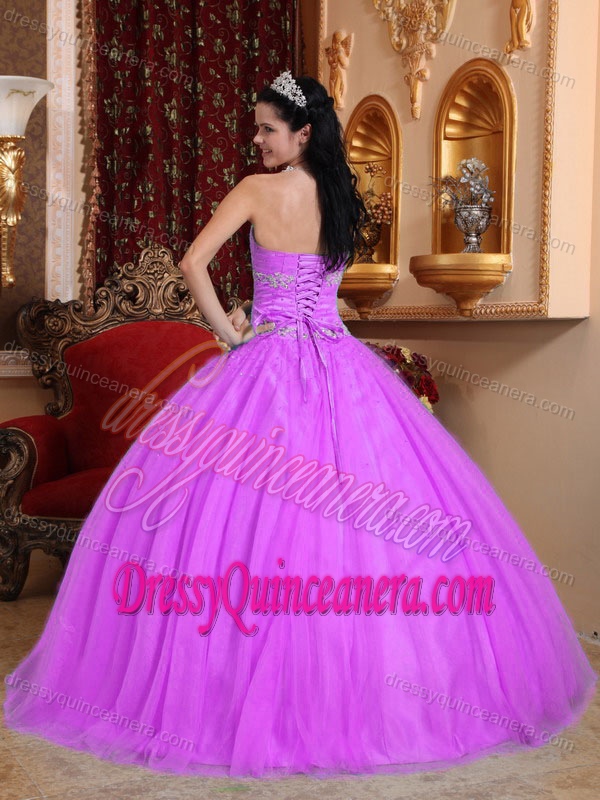 Pretty Hot Pink Strapless Ball Gown Taffeta and Tulle Quinceanera Dress with Beading