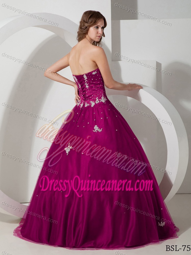 Strapless Appliqued and Beaded Sweet Sixteen Dresses in Taffeta and Tulle