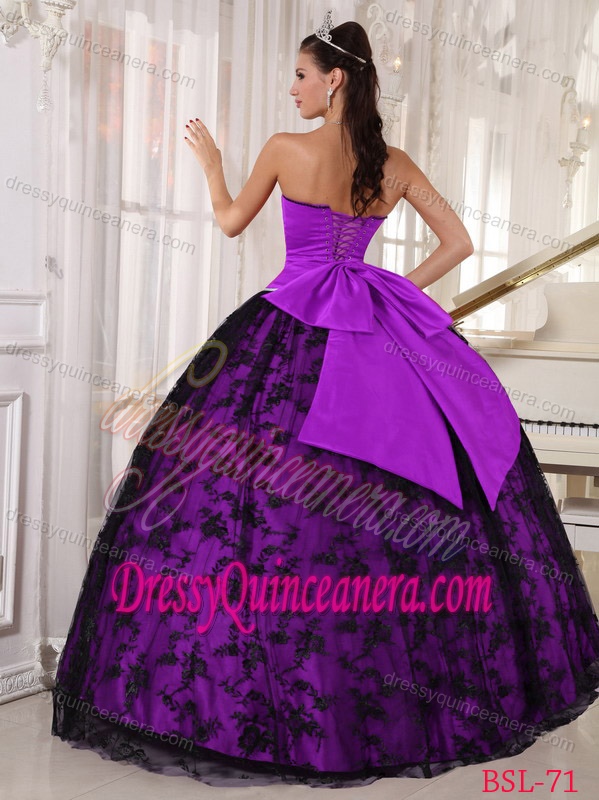 New Fuchsia Sweetheart Dress for Quinceanera in Tulle and Taffeta Lace