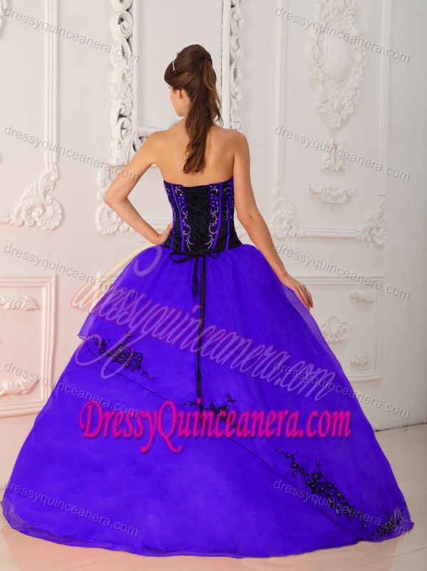 Purple Strapless Floor-length for Quinceanera Gowns in Satin and Organza
