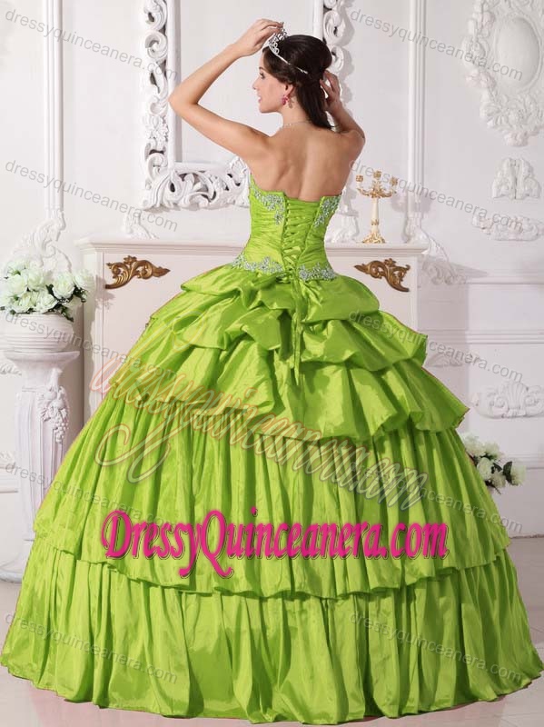 Low Price Ball Gown Sweetheart Quinceanera Dresses in Yellow Green