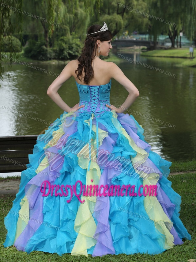 Colorful Quinceanera Gown Dresses with Appliques and Ruffles on Promotion