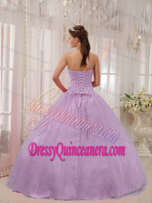 Desirable Lavender Sweetheart Floor-length Quinceanera Gown Dresses with Beading
