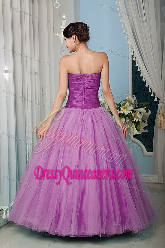 Luxurious Lavender A-line Tulle Zipper-up Quinces Dresses under 200