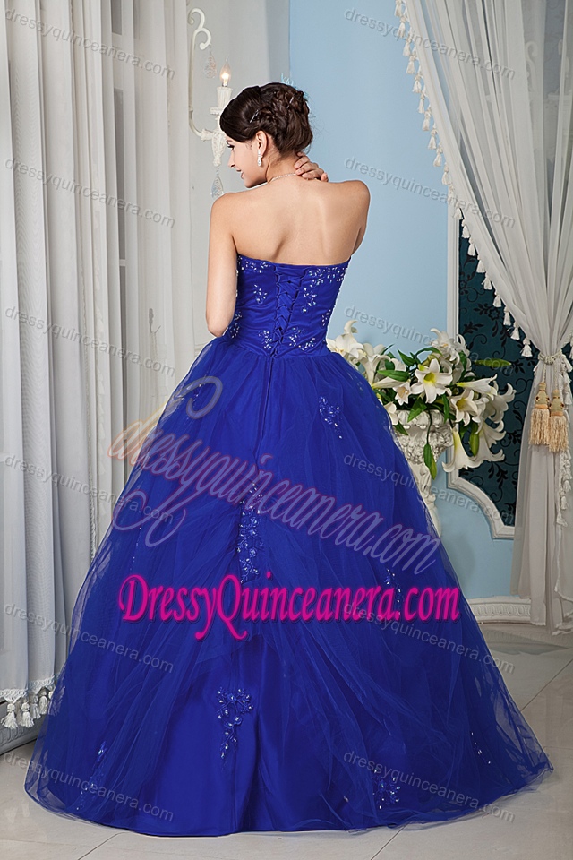 2013 Impressive Blue Princess Lace-up Quinceanera Dress with Beading