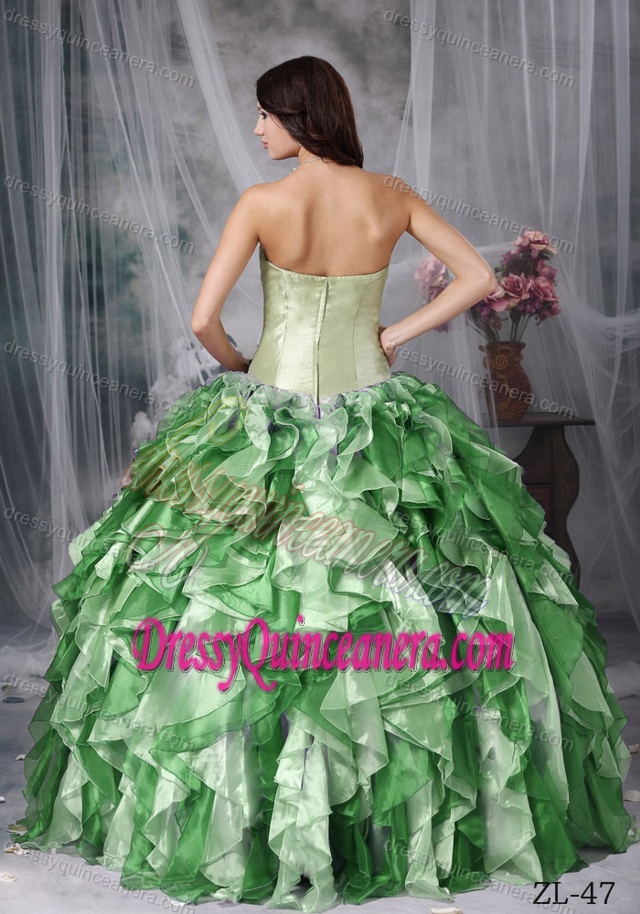2013 Colorful Taffeta and Organza Beading and Ruffles Quinceanea Dresses