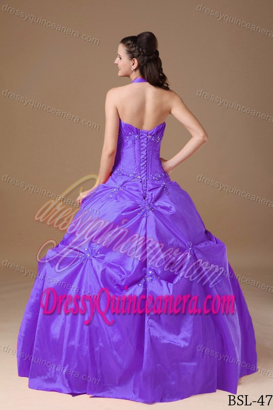 Wholesale Taffeta for Chic Beading Halter Ball Gown Sweet Sixteen Dresses