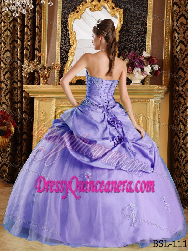 Purple Strapless Beading Sweet Sixteen Dresses Made in Tulle and Taffeta