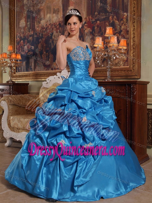 Blue Sweetheart Beading Taffeta Custom Made Sweet Sixteen Dresses 2013