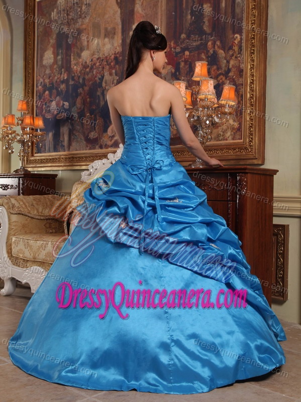 Blue Sweetheart Beading Taffeta Custom Made Sweet Sixteen Dresses 2013