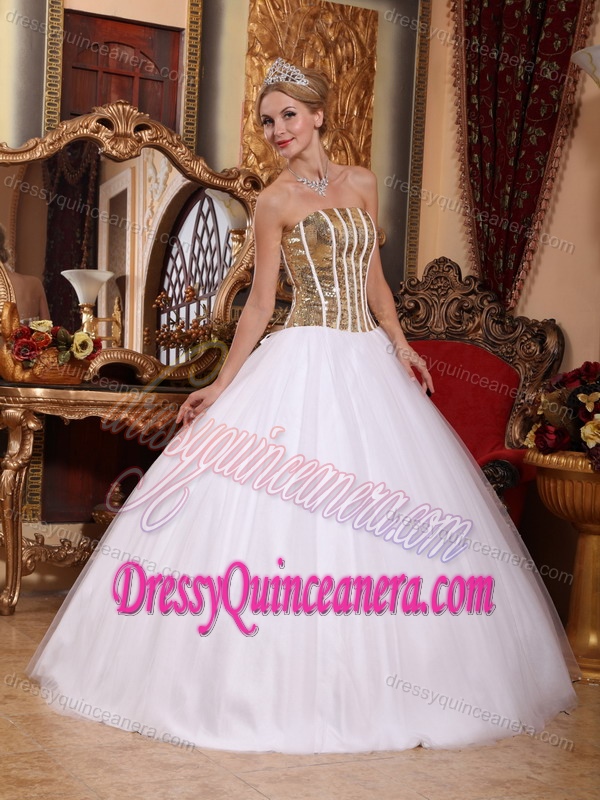 The Brand New Style White Tulle Quinceanera Gown Dress with Sequins