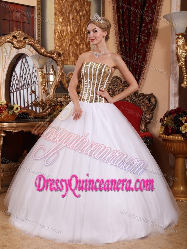 The Brand New Style White Tulle Quinceanera Gown Dress with Sequins