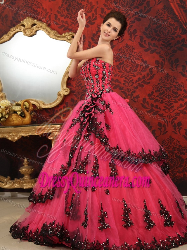 2013 Court Train Tulle Customize Quinceanera Gown Dress in Coral Red