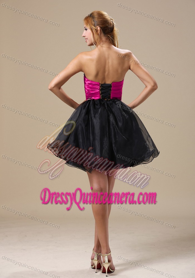 Cute A-line Beaded Quinceanera Dama Dresses in Black and Hot Pink