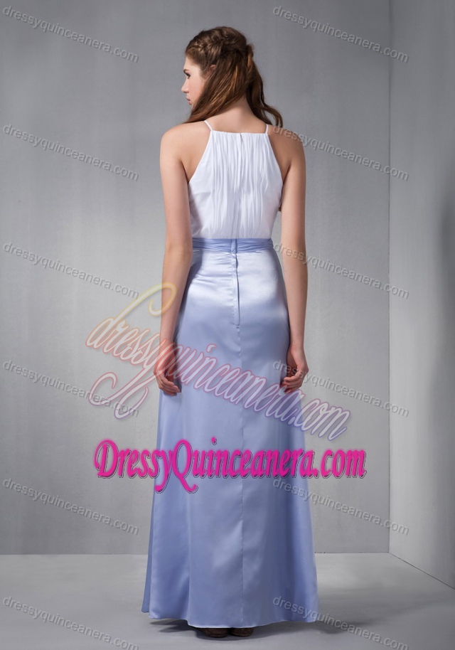 White and Lilac Scoop Discount Chiffon Dresses for Quince with Belt