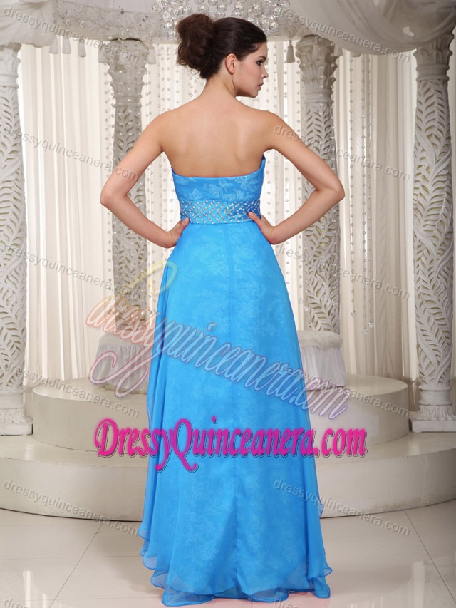 Luxurious Sweetheart High-low Lace Dama Quinceanera Dress in Baby Blue