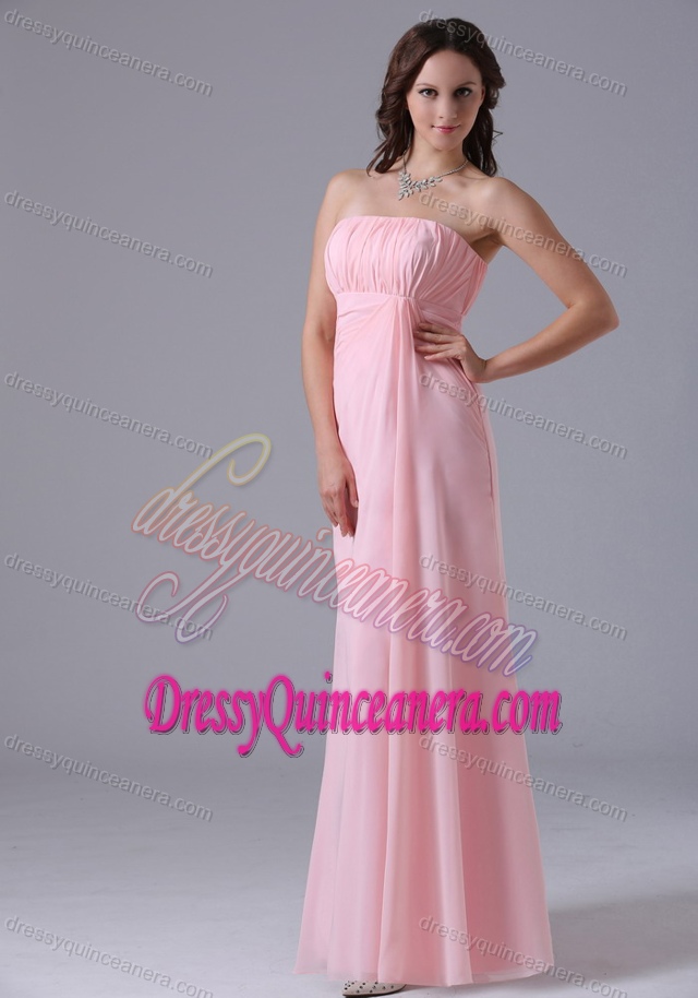 Attractive Baby Pink Ruched Zipper-up Dama Quinceanera Dress for Fall