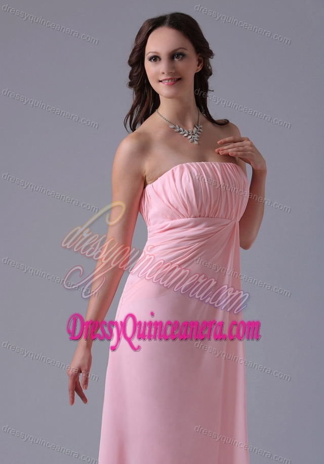 Attractive Baby Pink Ruched Zipper-up Dama Quinceanera Dress for Fall