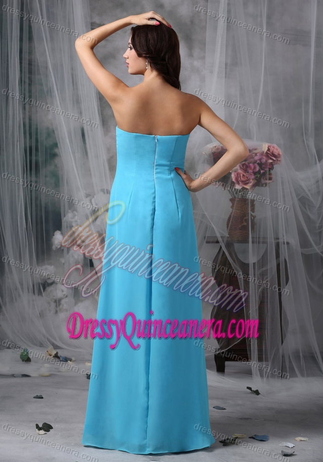 Strapless Baby Blue Chiffon Romantic Quinceanera Dama Dress for 2014