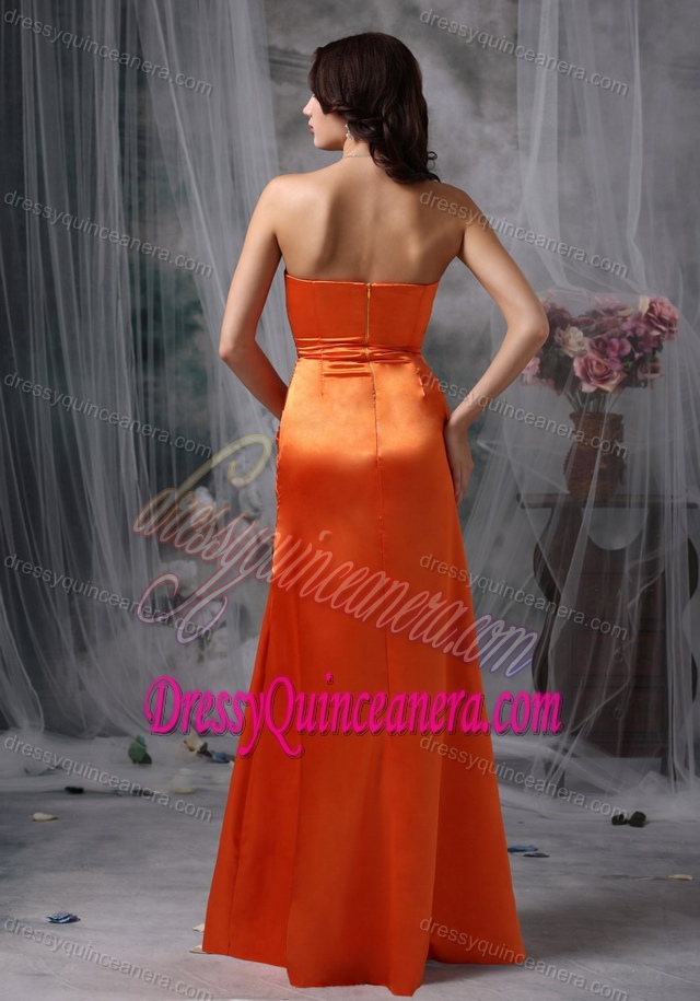 Beautiful Strapless Ruched Orange Red Dama Dresses for Quinceanera