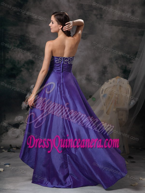 Memorable Purple Sweetheart High-low Taffeta Damas Dresses for Quince