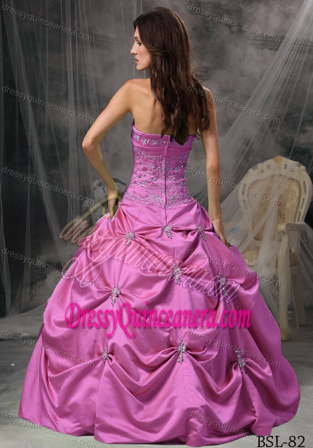 Beaded Taffeta Low Price Ball Gown Quinceanera Dress in Rose Pink