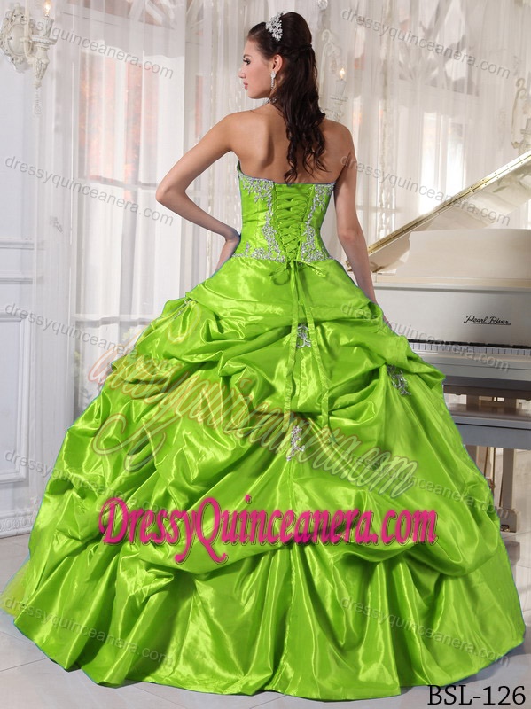 Ball Gown Strapless Low Price Quinceaneras Dress in Spring Green
