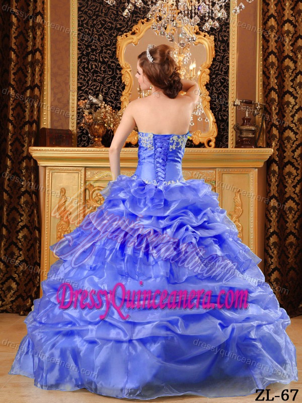Sweetheart Nice Organza Quinceanera Gowns in Lilac with Appliques