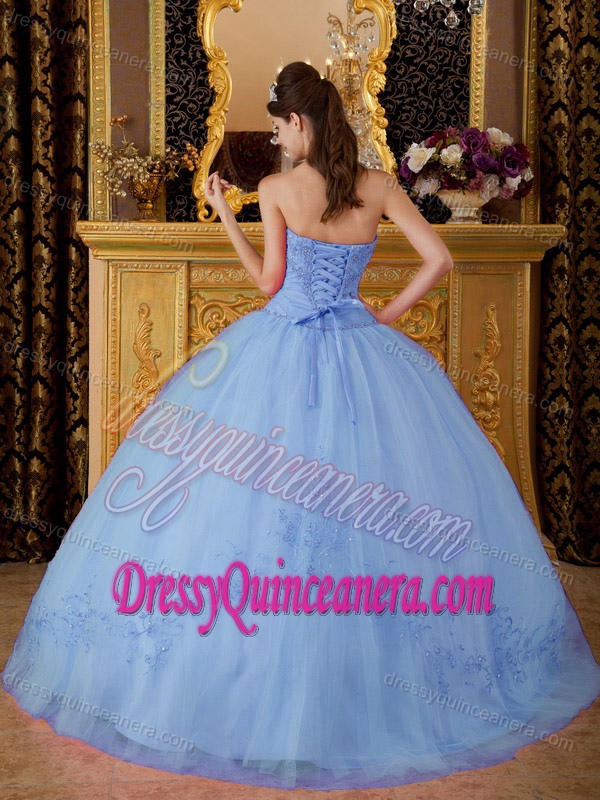 Lilac Ball Gown Sweetheart Quinceanera Gown with Appliques on Sale