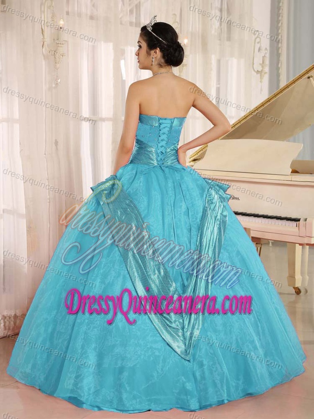 Aqua Blue Beaded 2013 Quinceanera Gowns in Organza Best Seller Nowadays
