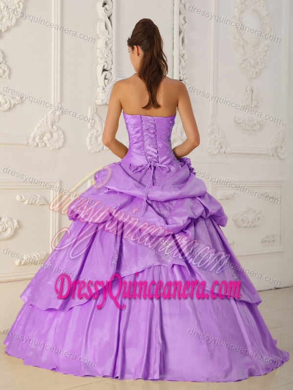Lovely Lavender A-line Strapless Beading Sweet Sixteen Dresses