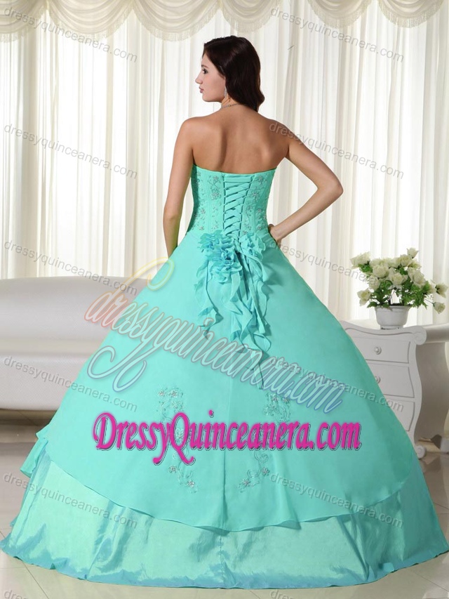 Aqua Blue Sweetheart Ball Gown Chiffon Pike-ups Quinceanera Gown Dresses
