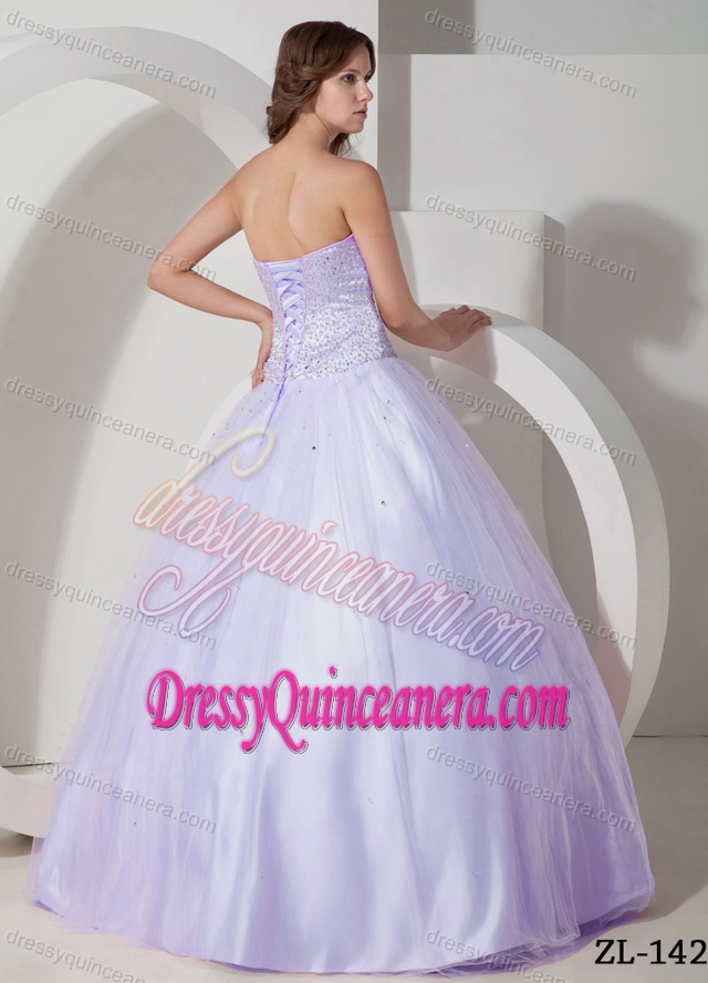 Lilac Charming Sweetheart Beaded Tulle Sweet Sixteen Dresses under 250