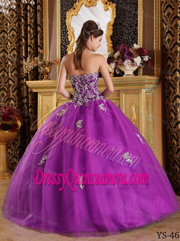2013 Fashionable Sweetheart Fuchsia Lace-up Tulle Dresses for Quince