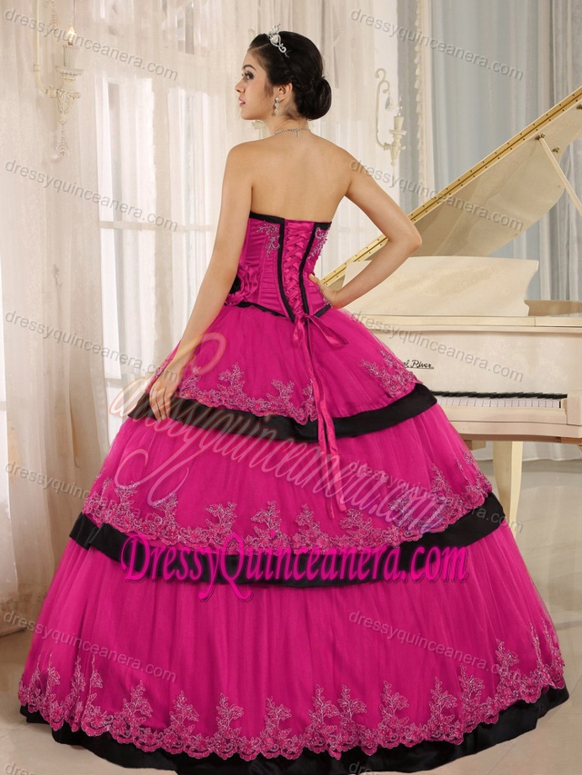 Custom Made Coral Red Quinceanera Gown Dress with Hand Made Flowers