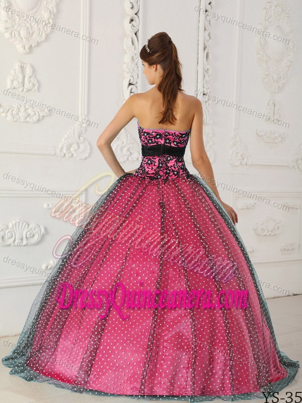 Black and Hot Pink Sweet Sixteen Dresses with Beadings and Appliques on Sale