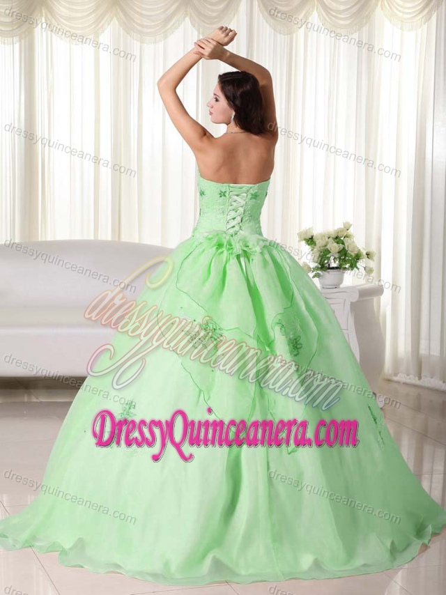 Sweetheart Apple Green Quinceanera Gowns with Embroidery in the Mainstream