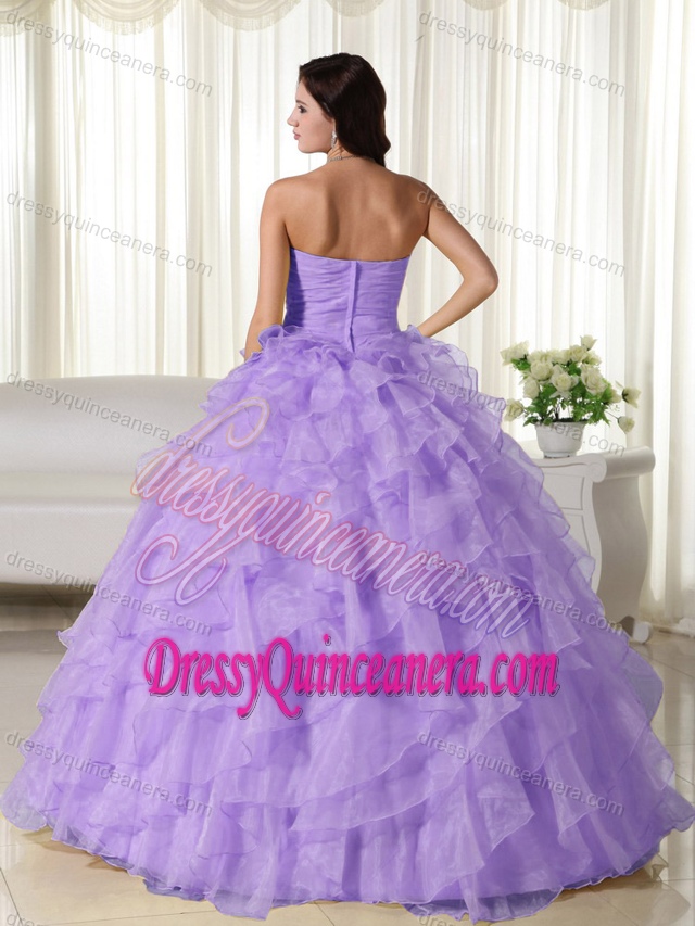 Sweetheart Lilac Sweet Sixteen Quinceanera Dresses with Appliques and Ruffles