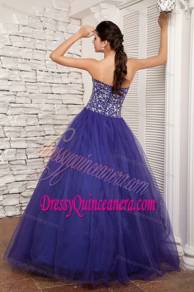 Glitz Purple A-line Sweetheart Sweet Sixteen Quinceanera Dresses with Beadings