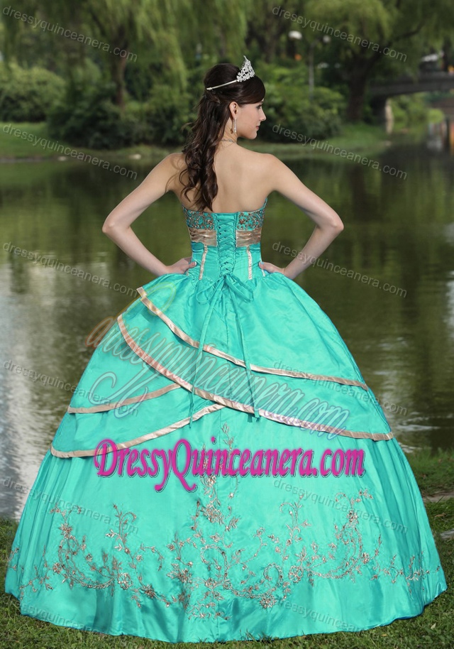 Clearance Strapless Sweet 16 Dresses with Embroidery and Layers in Apple Blue