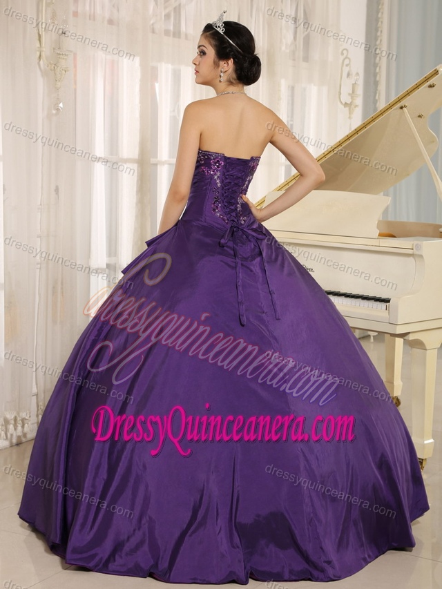 Inexpensive Purple Embroidery Dress for Quince with Sweetheart in 2013