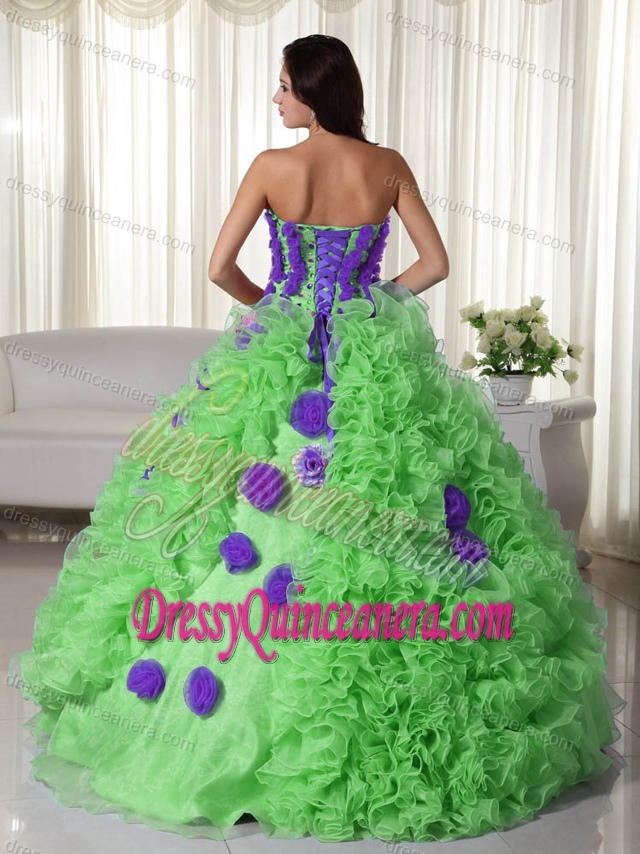 Green Strapless Organza Beaded Sweet 16 Quinceanera Dresses for Cheap