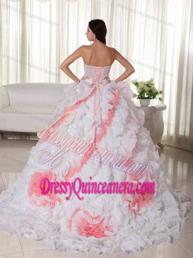 Elegant White Sweetheart Organza Quinceanera Dress with Appliques in 2014