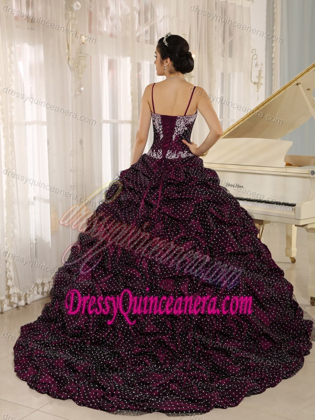Special Fabric Spaghetti Straps Pick Up Quinceanera Dress with Appliques