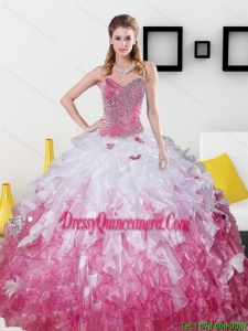2015 Luxurious Sweetheart Sweet 16 Dresses with Beading and Ruffles