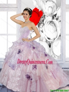 Beading and Appliques 2015 Luxurious Sweet 16 Dresses with Brush Train